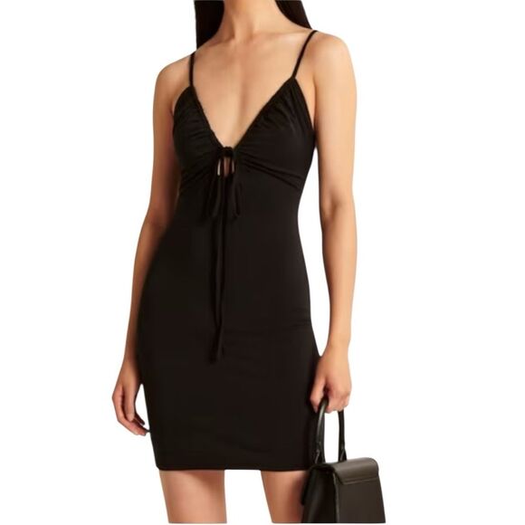 Abercrombie & Fitch Convertible Strappy Cutout Mini Dress Womens Large Black NEW - Picture 1 of 14